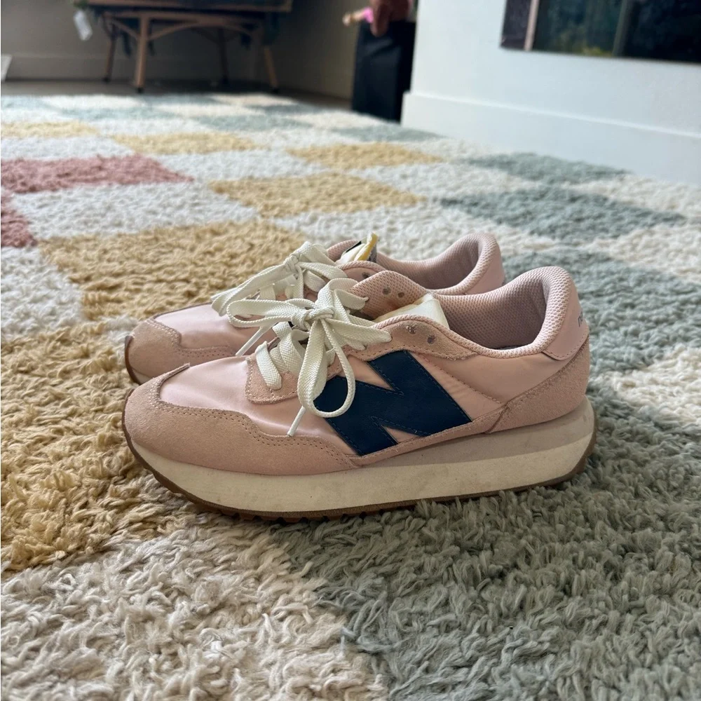 New Balance Pink and Navy Sneakers - Picture 2 of 7
